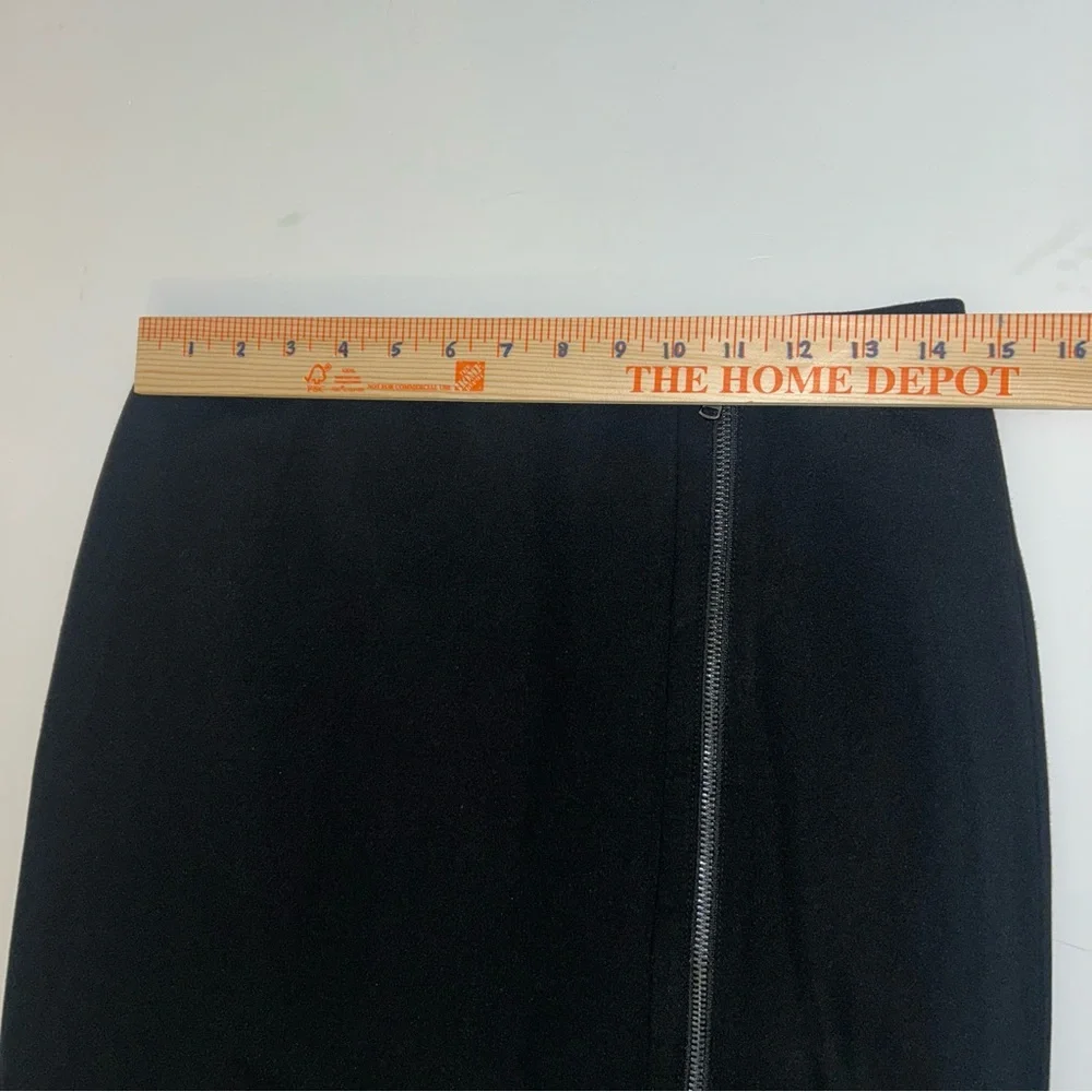 Ann Taylor womens black exposed‎ side zipper elastic waist straight skirt size 4